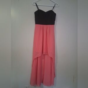 Elegant Black and Pink High Low Dress